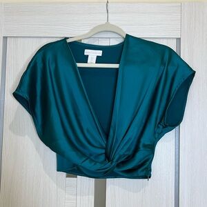 House of Harlow Teal Satin Women's Top